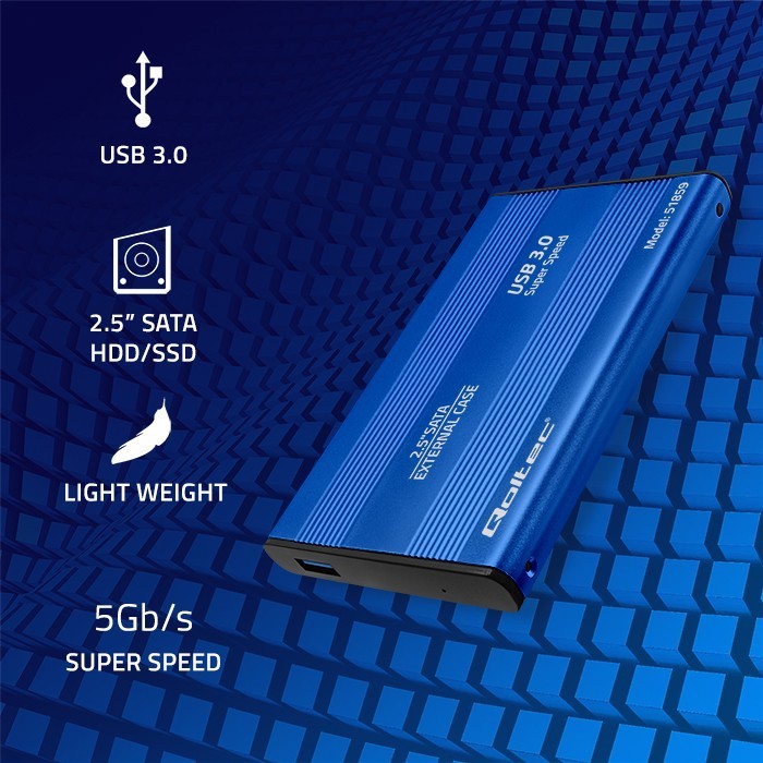 Ohišje za 2.5" SATA HDD/SSD pogon, USB 3.0, modro 2