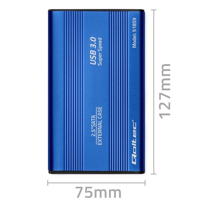 Ohišje za 2.5" SATA HDD/SSD pogon, USB 3.0, modro 7