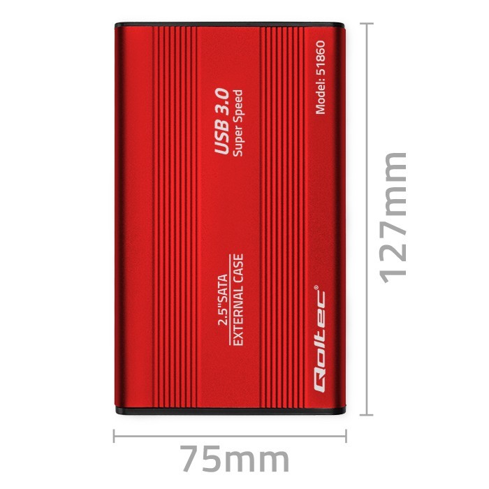 Ohišje za 2.5" SATA HDD/SSD pogon, USB 3.0, rdeče 7
