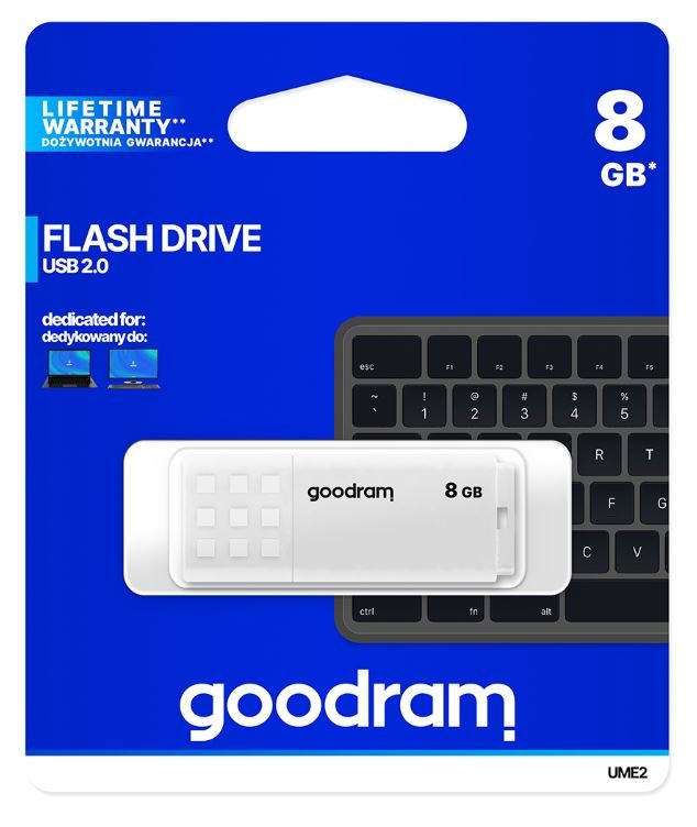 GOODRAM UME2 USB 2.0 pendrive, 8GB, bela