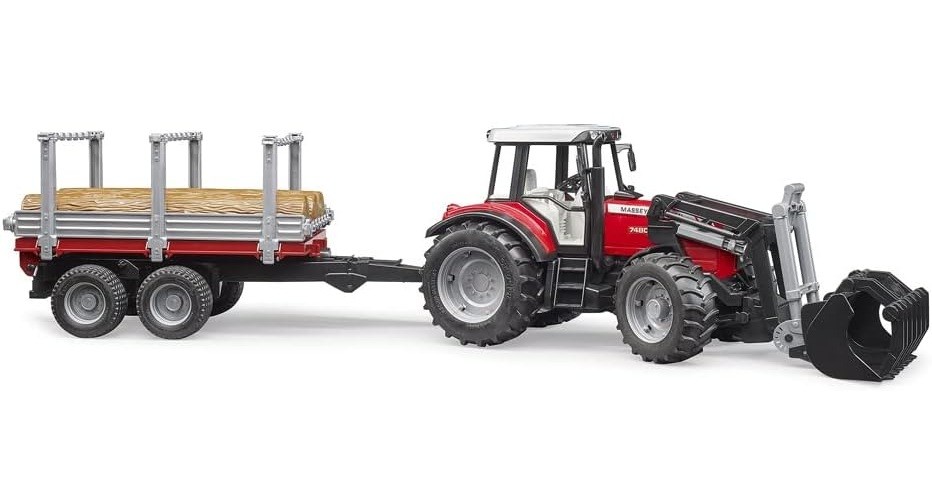 Gradbeni stroj Bruder Traktor Massey Ferguson z prikolico