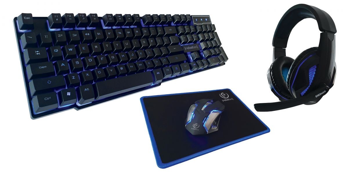 Gaming set Sherman: tipkovnica, miš, podloga, slušalice