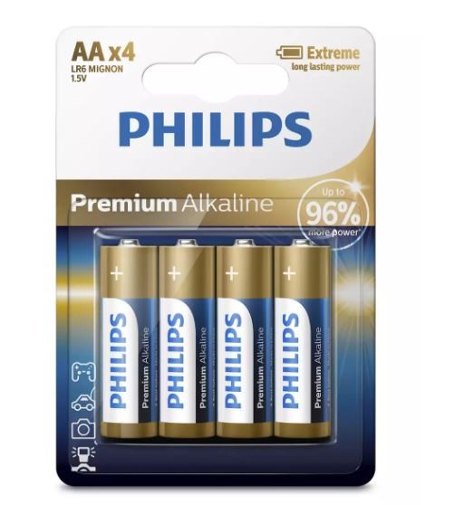 Baterije Philips Alkaline Premium AA x4