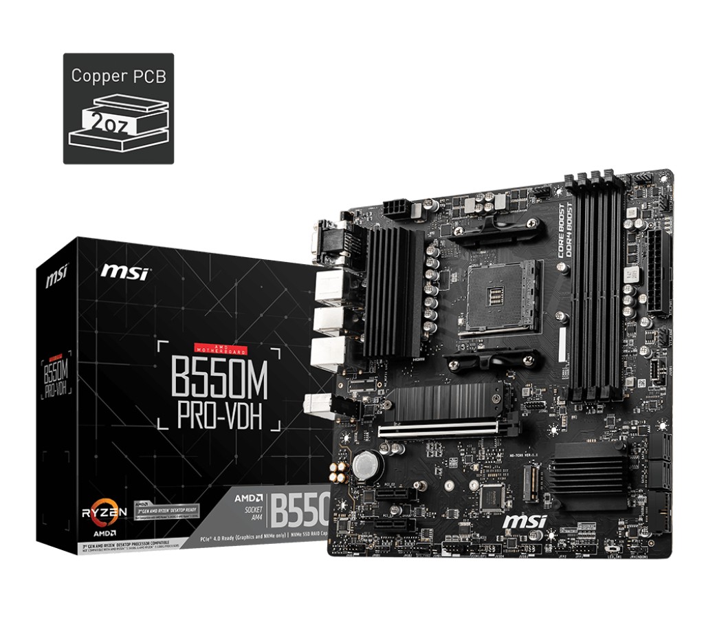Matična plošča MSI B550M PRO-VDH AM4, mATX, 4x DDR4, HDMI/DP/VGA