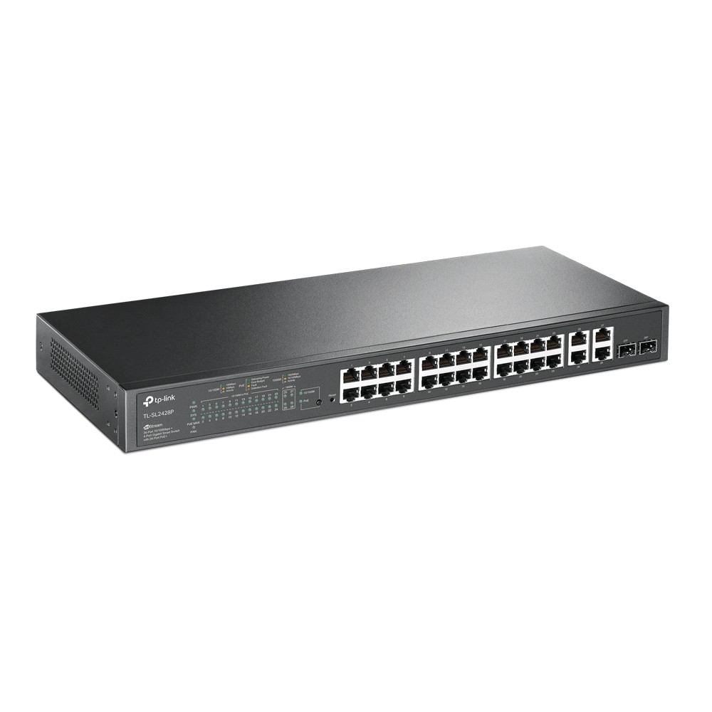 TP-LINK SL2428P Smart Switch, 24 PoE+ portov, 2 GE, 2 SFP 2