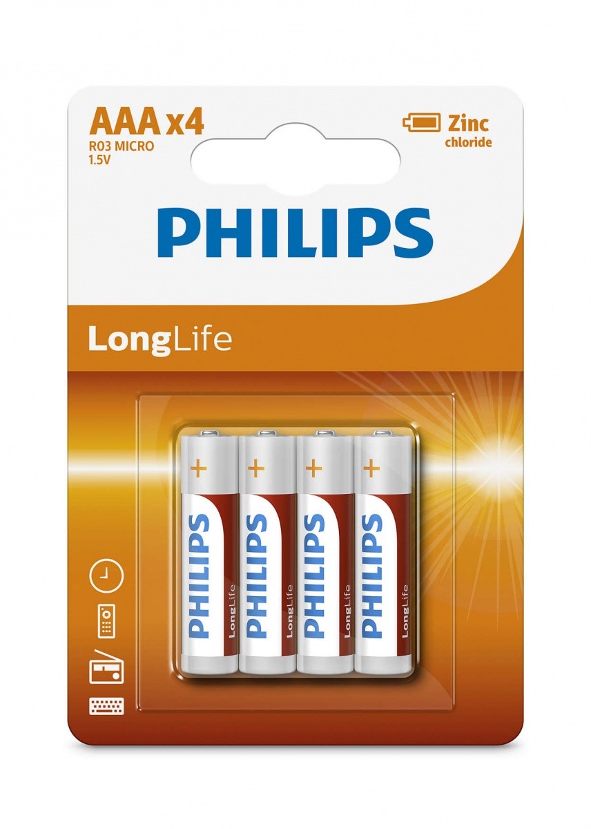 Baterije AAA (R03), 1.5V, LONGLIFE, 4 kos (blister)