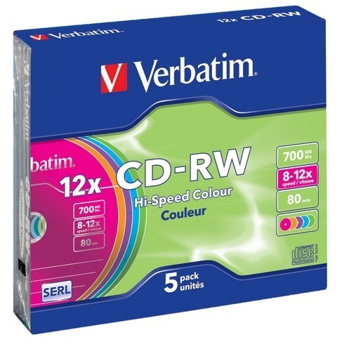 CD-RW 12x, 700MB, 5 kosov