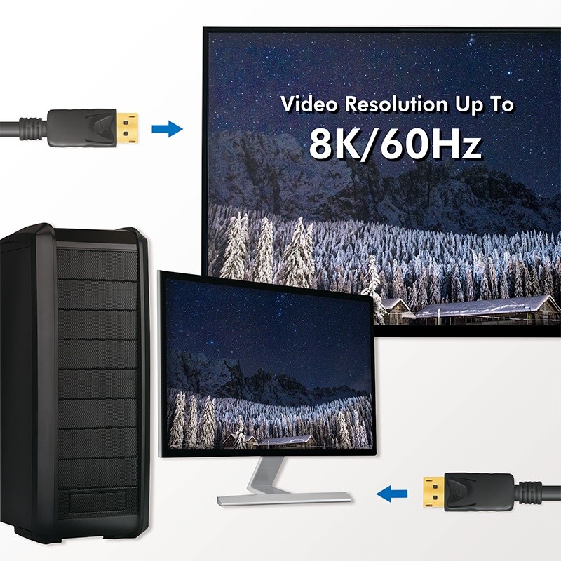 Kabel DisplayPort 1.4, 8K 60Hz / 4K 120Hz, 5m, črn 3