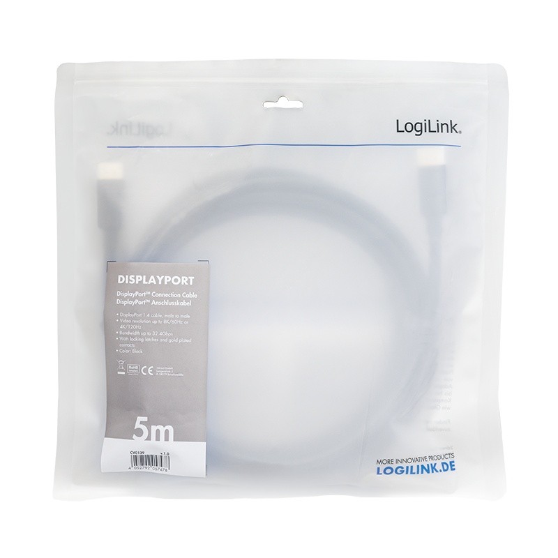 Kabel DisplayPort 1.4, 8K 60Hz / 4K 120Hz, 5m, črn 5
