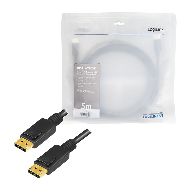 Kabel DisplayPort 1.4, 8K 60Hz / 4K 120Hz, 5m, črn 6