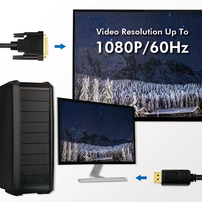 Kabel DisplayPort 1.2 na DVI, 2m, črn 2