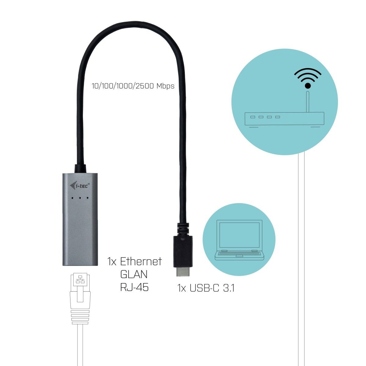 USB-C 2,5 Gbps Ethernet adapter, kovinski 3
