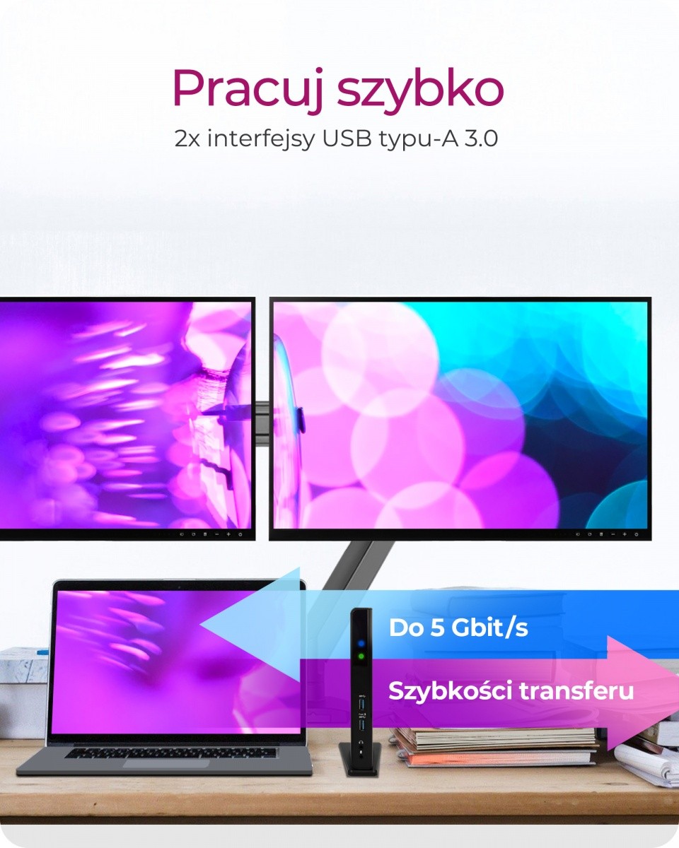 IcyBox IB-DK2251AC Docking Station za prenosnike z DisplayLink, 2x HDMI 4