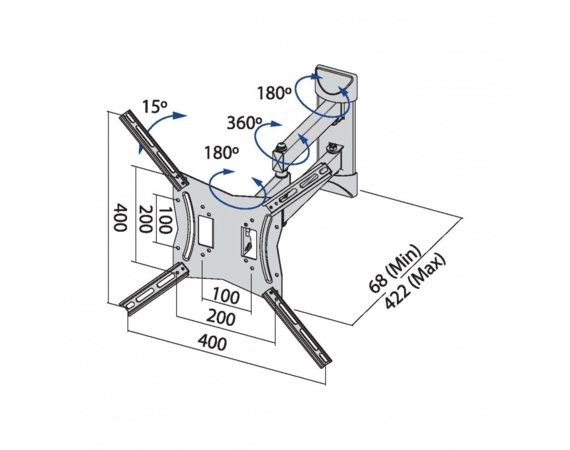Zidni nosač za TV do 60" (152 cm), 30 kg, VESA 400x400 2