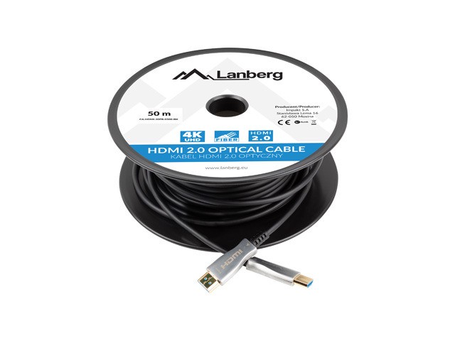 Lanberg HDMI kabel M/M v2.0 CA-HDMI-20FB-0500-BK, 50m, črn