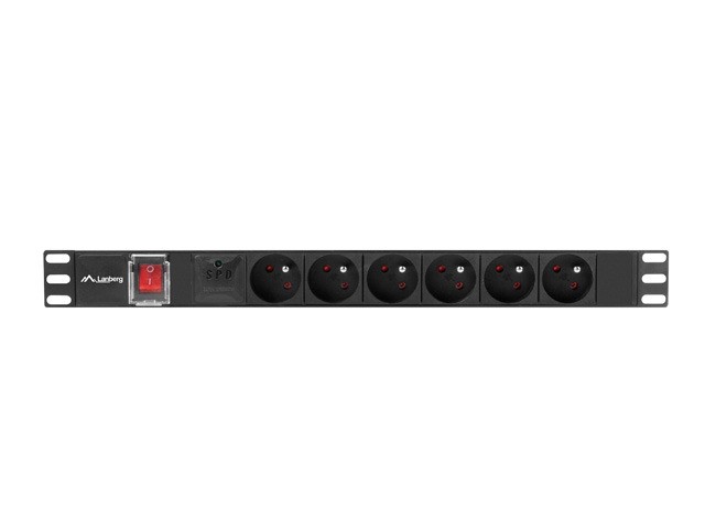 Lanberg Rack PDU napajalni razdelilnik, 19" 1U, 6x vtičnica (PL), 2m kabel, črn 2