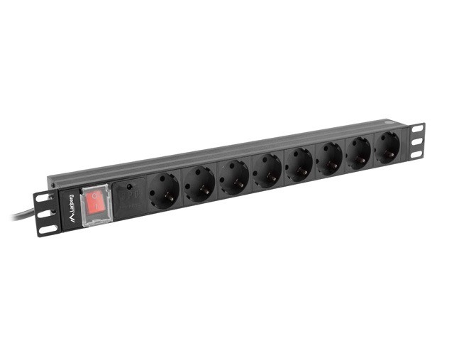 Lanberg Rack PDU 19" 1U napajalna letev, 16A, 8x Schuko, 2m