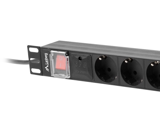 Lanberg Rack PDU 19" 1U napajalna letev, 16A, 8x Schuko, 2m 3