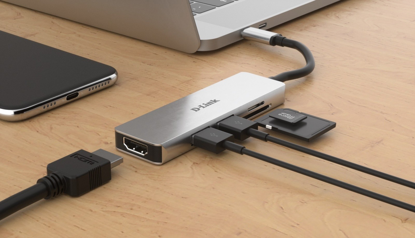 D-Link DUB-M530 USB-C Hub: 2xUSB 3.0, HDMI, SD/microSD 6