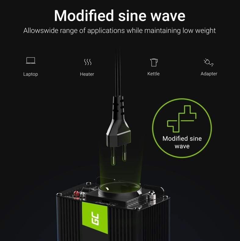 Green Cell Mod sinus pretvornik napetosti 1000W/2000W, 12V na 230V 2