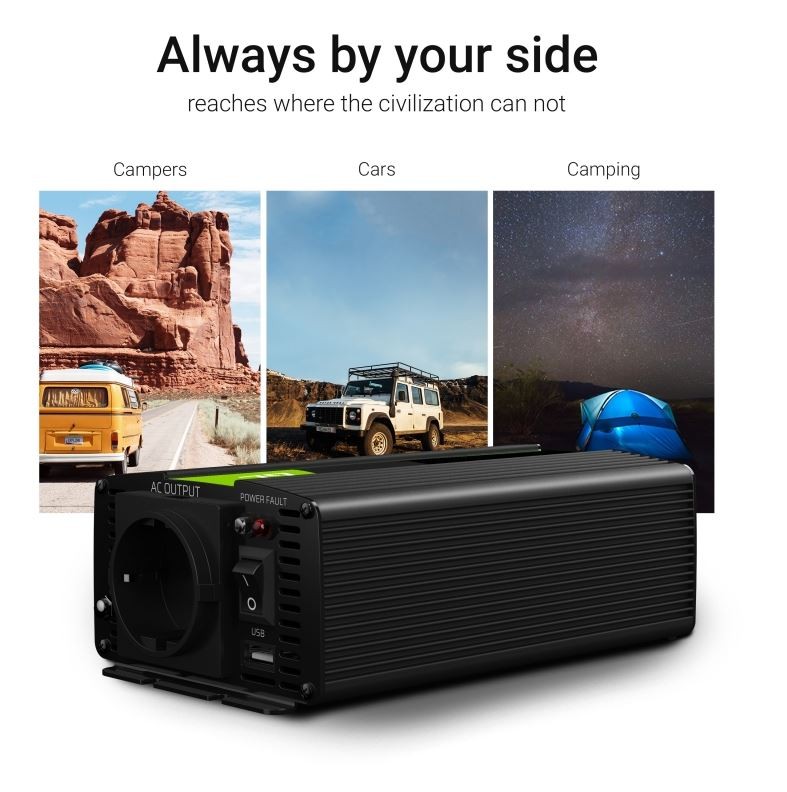 Green Cell Mod sinus pretvornik napetosti 1000W/2000W, 12V na 230V 3