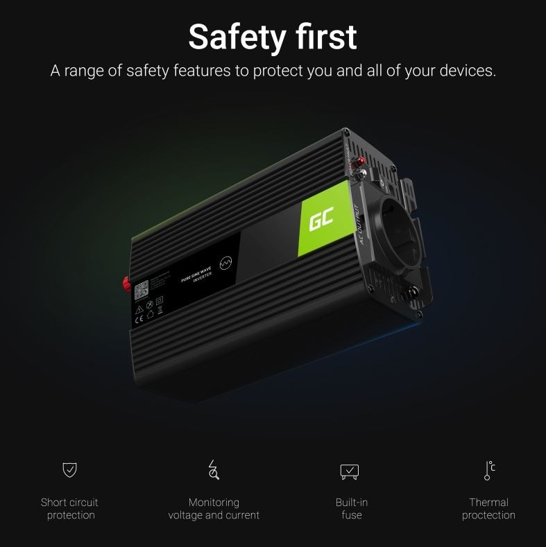 Green Cell Mod sinus pretvornik napetosti 1000W/2000W, 12V na 230V 8