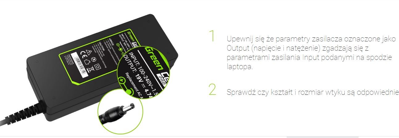 Green Cell PRO napajalnik 20V 3.25A 65W za Lenovo (4.0-1.7mm) 3