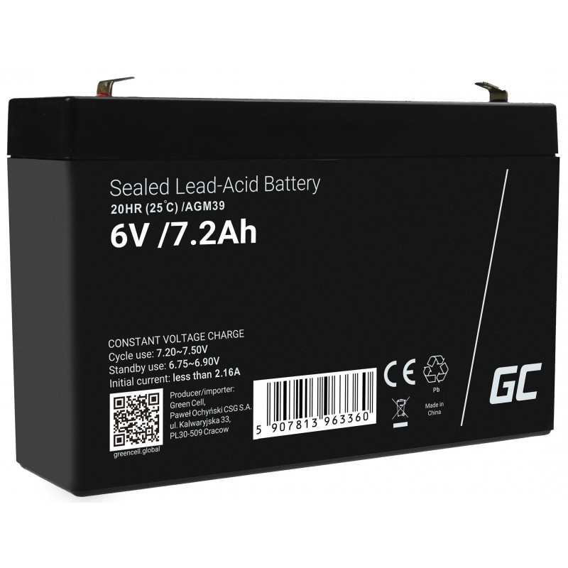 Green Cell AGM VRLA akumulator 6V 7.2Ah