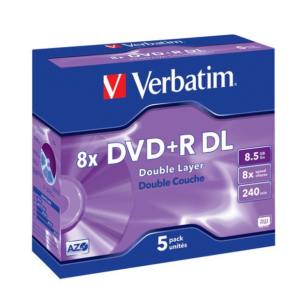 DVD+R Double Layer ploščki, 8x, 8.5GB, 5 kosov