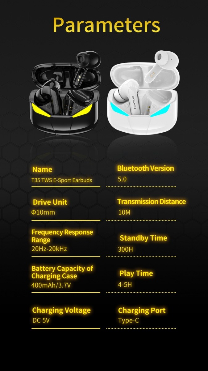 Brezžične Bluetooth 5.0 slušalke T35 TWS z polnilno postajo - Črne 7