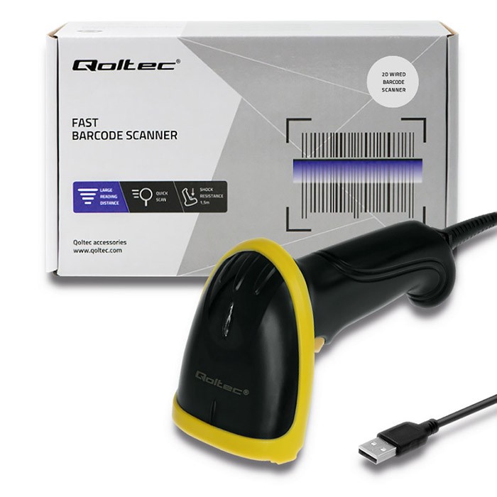 Laserski bralnik črtnih kod 1D/2D USB, črn 6