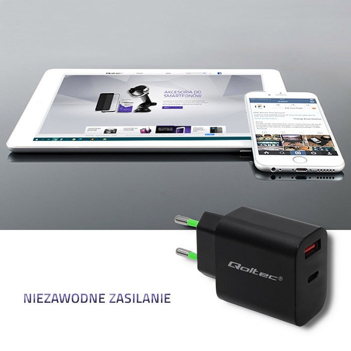 Napajalnik 18W Type-C PD QC 3.0 USB, črn 3
