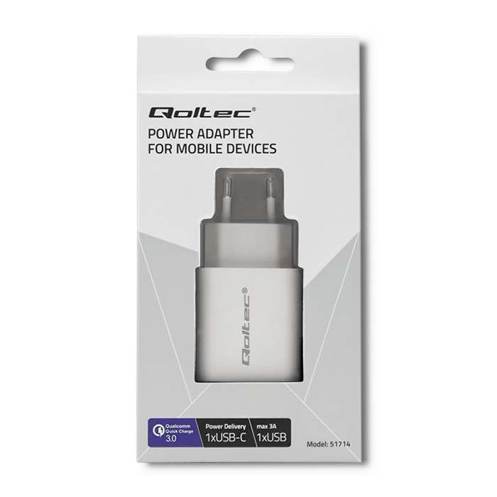 Napajalnik 18W Type-C PD QC 3.0 USB, bel 7