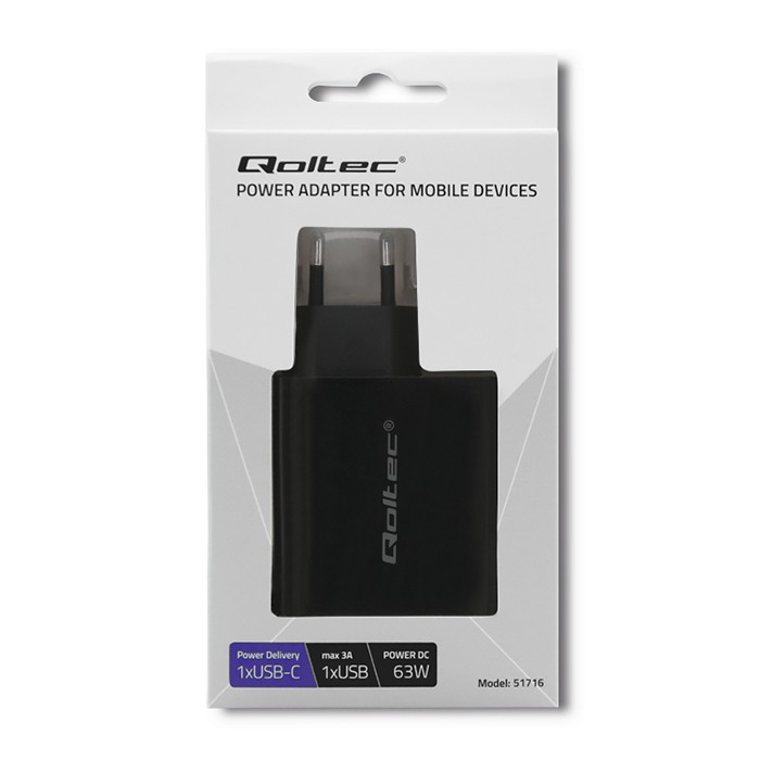 Napajalnik 63W Type-C PD & QC 3.0 USB, črn 6