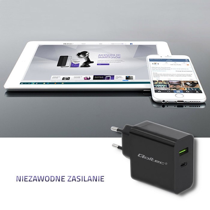 Napajalnik 45W Type-C PD & USB, črn 2