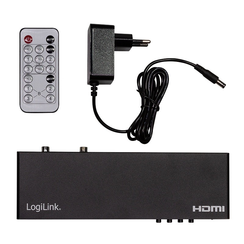 HDMI preklopnik 4 vhoda / 2 izhoda, 4K 60Hz, s pilotom 8