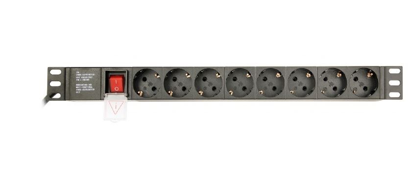 Rack podaljšek (PDU) 8x Schuko, 1U, 16A, 3m vtič