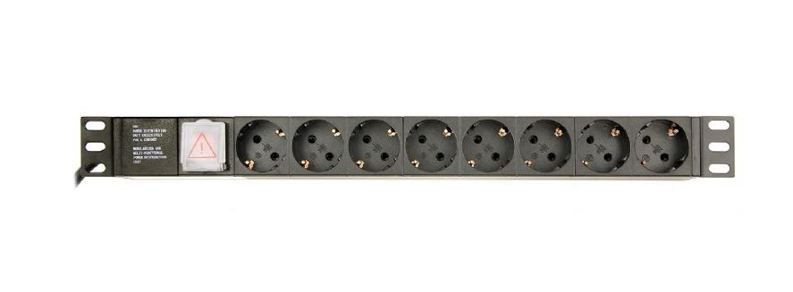 Rack podaljšek (PDU) 8x Schuko, 1U, 16A, 3m vtič 3