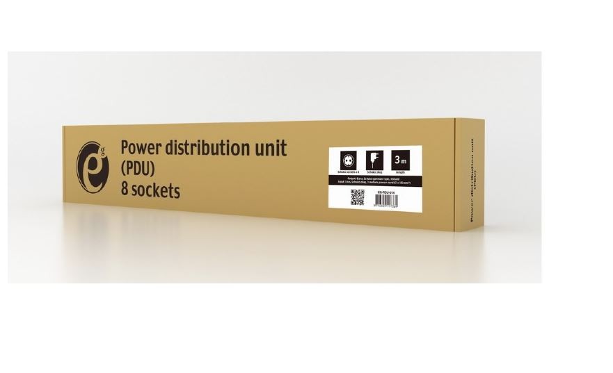 Rack podaljšek (PDU) 8x Schuko, 1U, 16A, 3m vtič 4