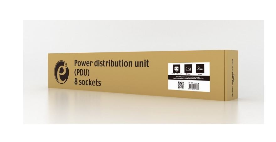 Rack podaljšek (PDU) 8x Schuko, 1U, 10A, 3m vtič C14 3