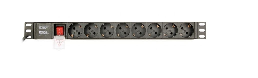 Rack podaljšek (PDU) 8x Schuko, 1U, 10A, 3m vtič C14 5
