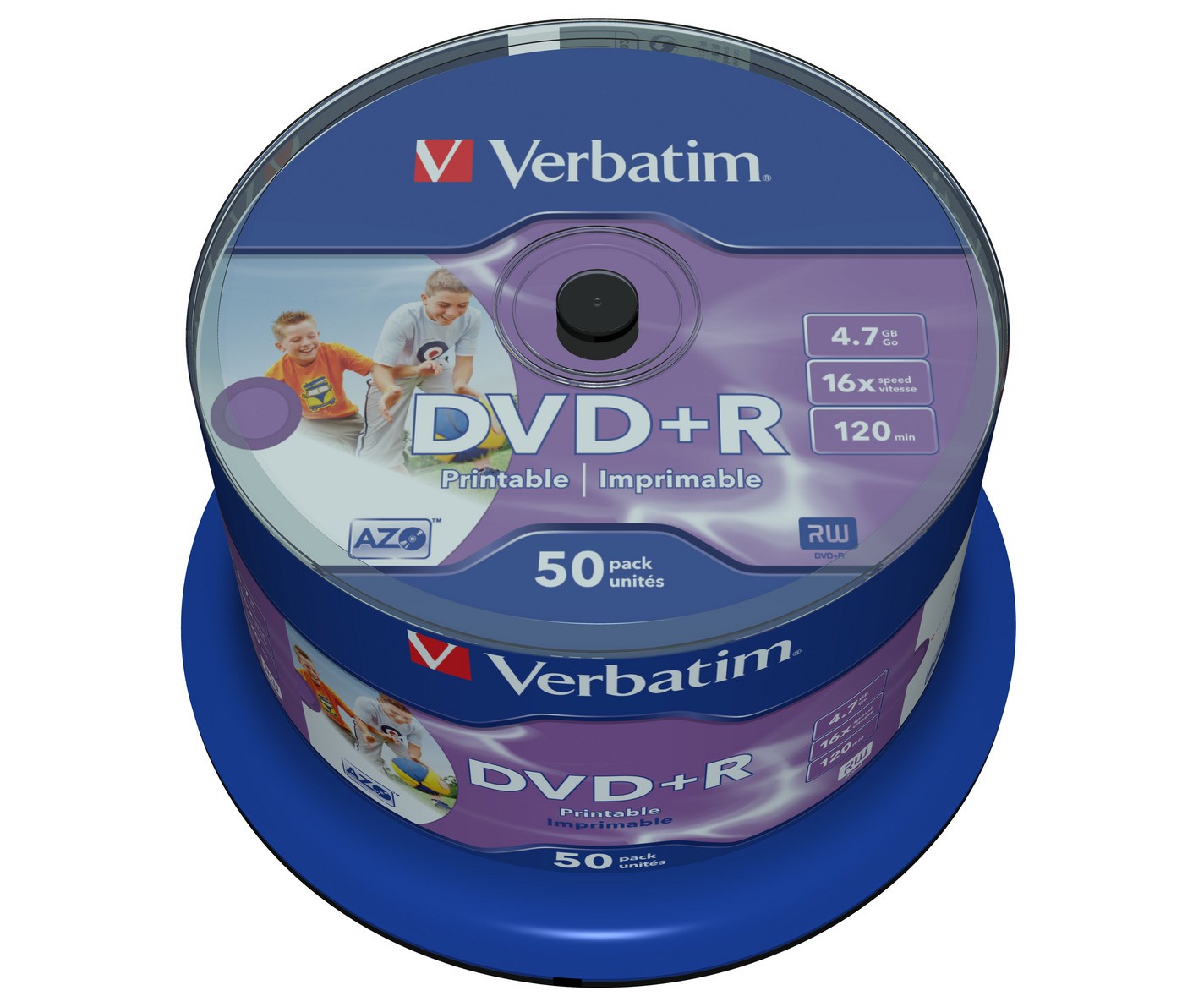 Verbatim DVD+R mediji, 16x, 4.7GB, 50 kosov, tiskanje