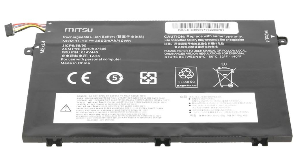 Baterija za Lenovo ThinkPad E480, E580, 3600 mAh (40 Wh) 11.1V 2