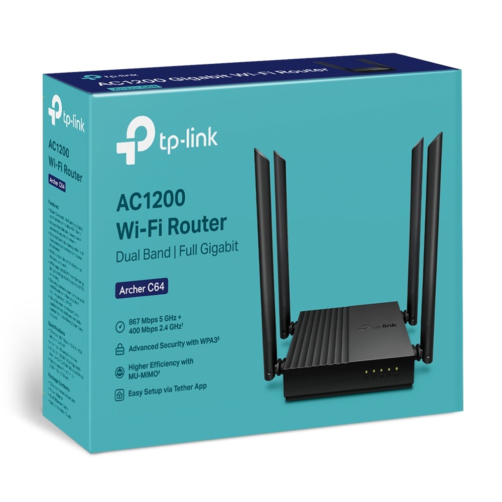 TP-LINK Archer C64 AC1200 usmerjevalnik (Router) - 1 WAN, 4 LAN 4