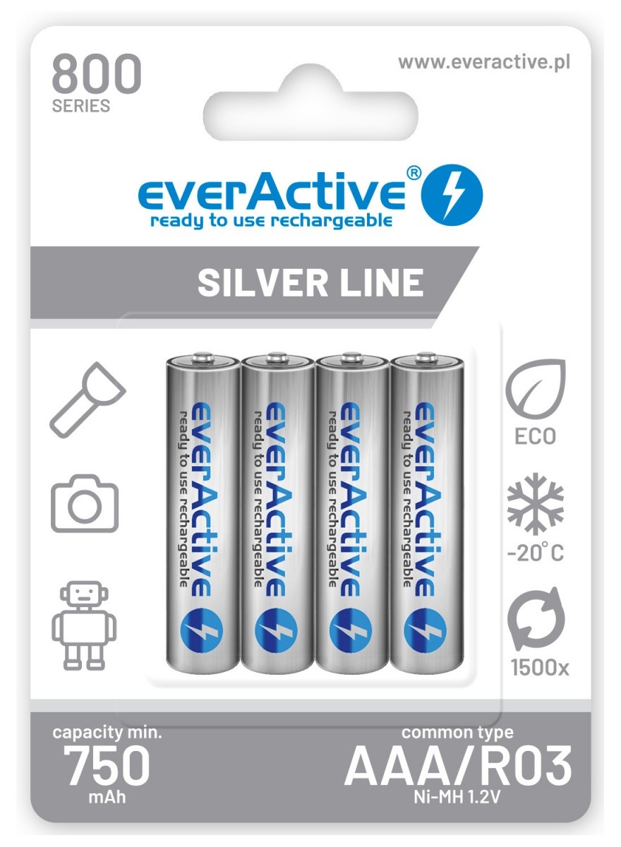 Akumulatorske baterije AAA 800 mAh, 4 kosi