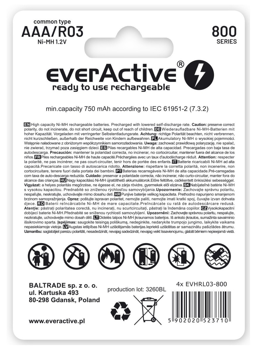 Akumulatorske baterije AAA 800 mAh, 4 kosi 2