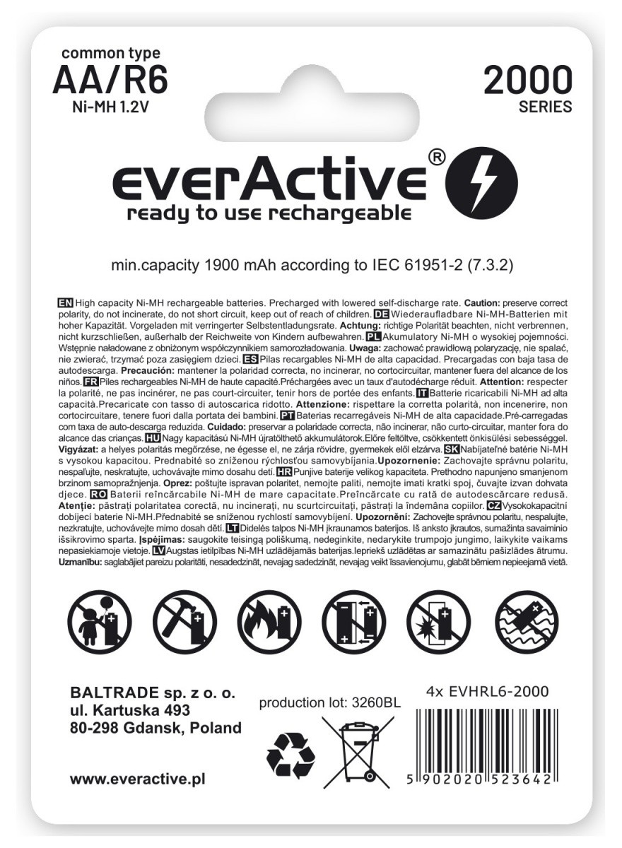 Akumulatorske baterije AA 2000 mAh, 4 kosi 2