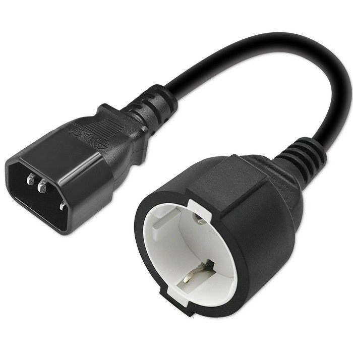 Adapter IEC C14 vtičnica na Schuko vtičnico, 0.15m