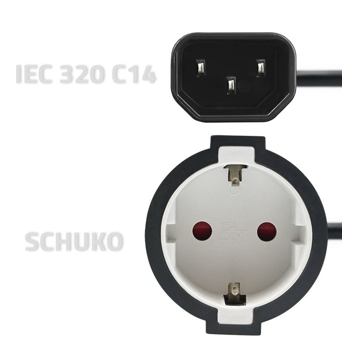 Adapter IEC C14 vtičnica na Schuko vtičnico, 0.15m 3