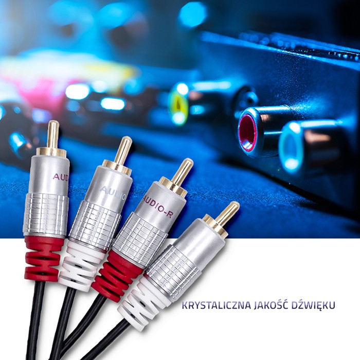 2x RCA (moški) na 2x RCA (moški) kabel, 3m, črn 3